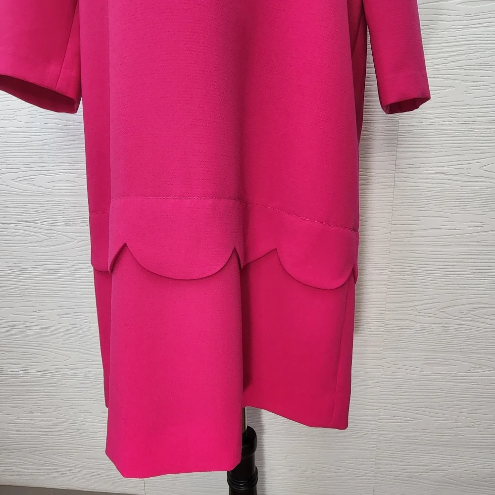 Kate Spade Demi Sweetheart Shift Scalloped Dress Pink 3/4 Sleeve Shift Dress 10